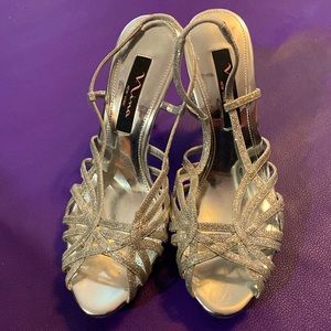 Sparkly silver heels